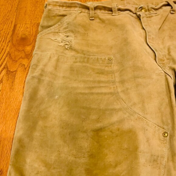 Vintage 60s 70s Carhartt Double Knee Work Pants 44 x 30 Talon Zipper Duck Canvas - Picture 10 of 16